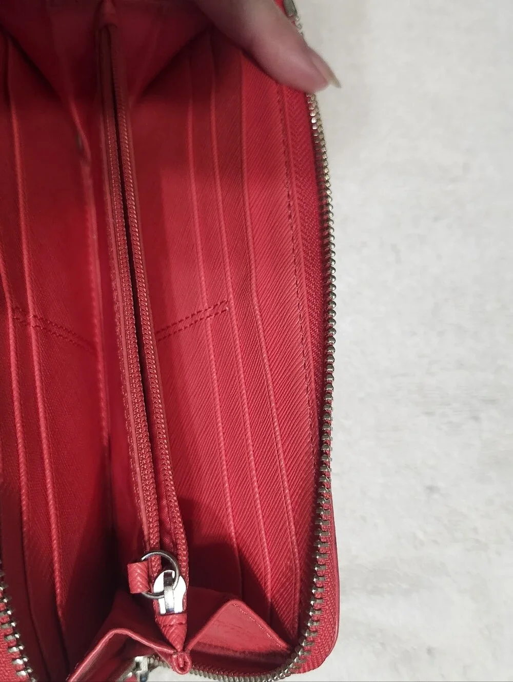 Coach Signature Canvas Zip Wallet with Pink Trim